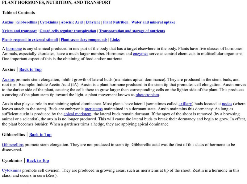 Online Biology Book: Plant Hormones, Nutrition, and Transport eBook