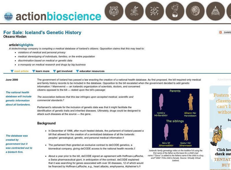 Action Bioscience: For Sale: Iceland's Genetic History Article