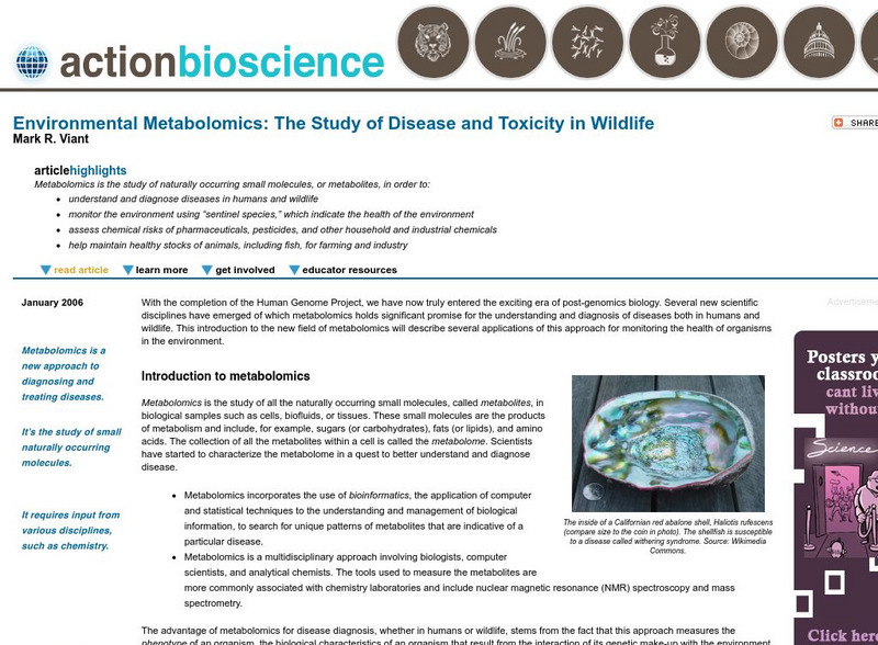 Action Bioscience: Environmental Metabolomics: Disease & Toxicity Article Action Bioscience: Environmental Metabolomics: Disease & Toxicity Article