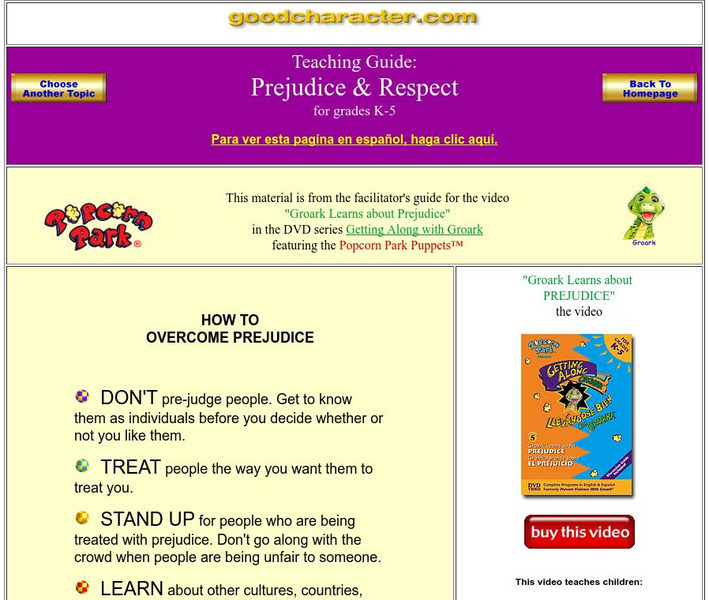 Good Character: Prejudice & Respect Lesson Plan Good Character: Prejudice & Respect Lesson Plan