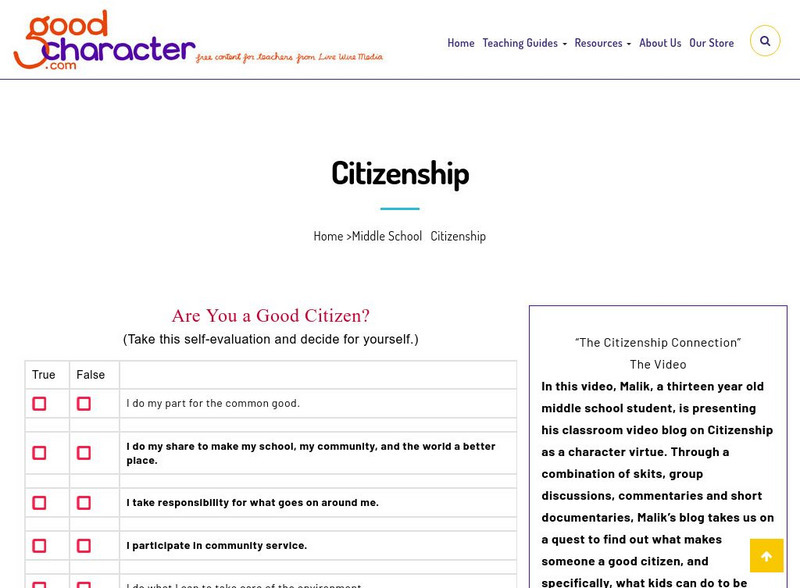 Good Character: Citizenship Lesson Plan Good Character: Citizenship Lesson Plan