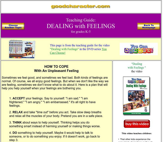 Good Character: Dealing With Feelings Lesson Plan Good Character: Dealing With Feelings Lesson Plan