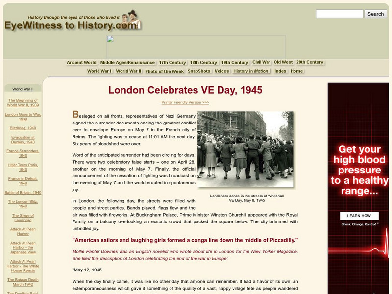 Eyewitness to History: London Celebrates Ve Day, 1945 Article Eyewitness to History: London Celebrates Ve Day, 1945 Article
