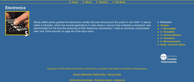 Greatest Engineering Achievements of the Twentieth Century: Electronics Handout