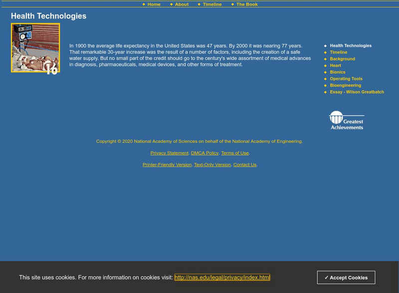 Greatest Engineering Achievements of the 20th Century: Health Technologies Website Greatest Engineering Achievements of the 20th Century: Health Technologies Website