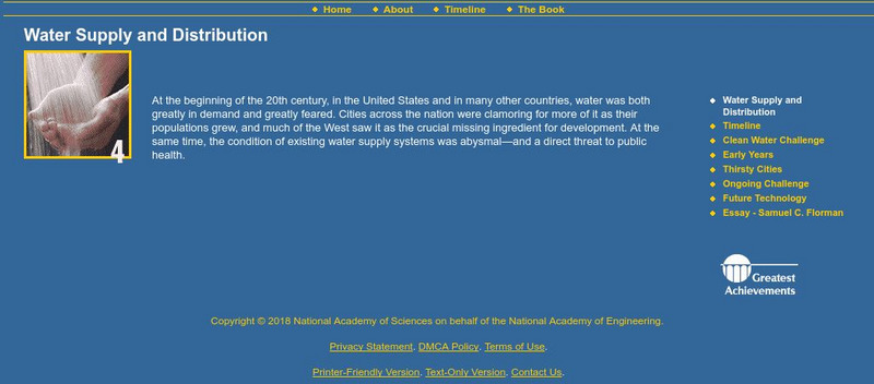 Greatest Engineering Achievements: Water Supply & Distribution Handout Greatest Engineering Achievements: Water Supply & Distribution Handout