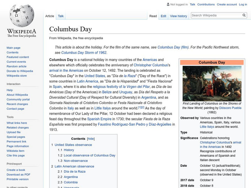 Wikipedia: Columbus Day: Opposition to Columbus Celebrations Handout Wikipedia: Columbus Day: Opposition to Columbus Celebrations Handout