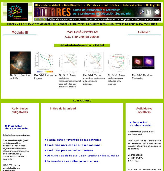 Ministerio De Educacion: Evolucion Estelar Modulo Iii Unidad 1 Unit Plan