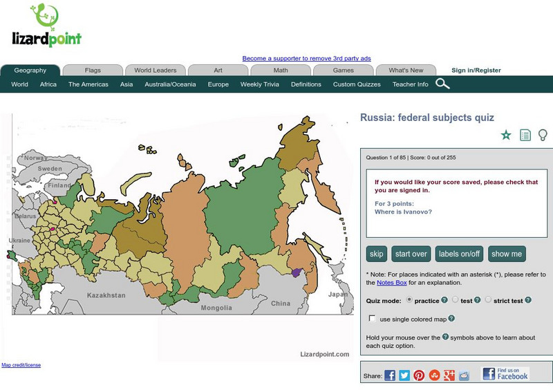 Lizard Point: Russia: Federal Subjects Quiz Unknown Type Lizard Point: Russia: Federal Subjects Quiz Unknown Type