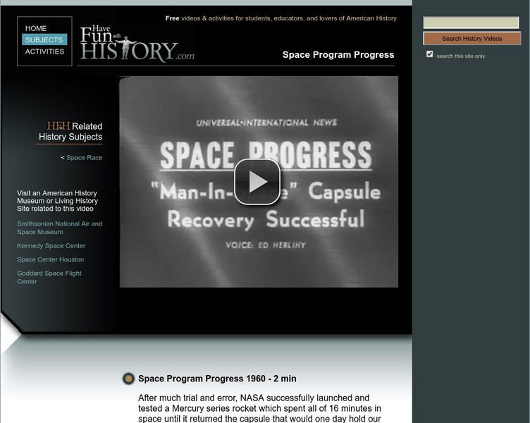 Have Fun With History: Space Program Progress Instructional Video Have Fun With History: Space Program Progress Instructional Video