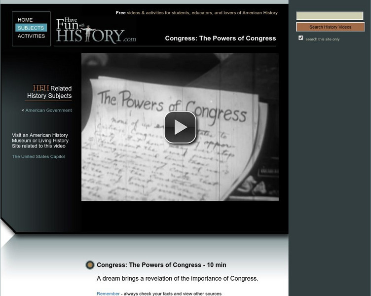 Have Fun With History: Congress: The Powers of Congress Instructional Video Have Fun With History: Congress: The Powers of Congress Instructional Video