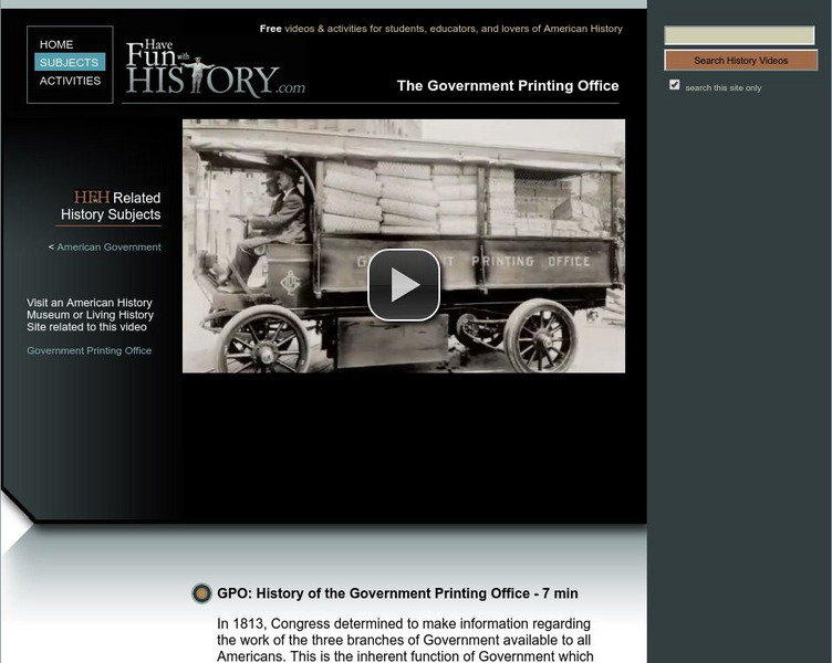 Have Fun With History: Gpo: Government Printing Office Instructional Video Have Fun With History: Gpo: Government Printing Office Instructional Video