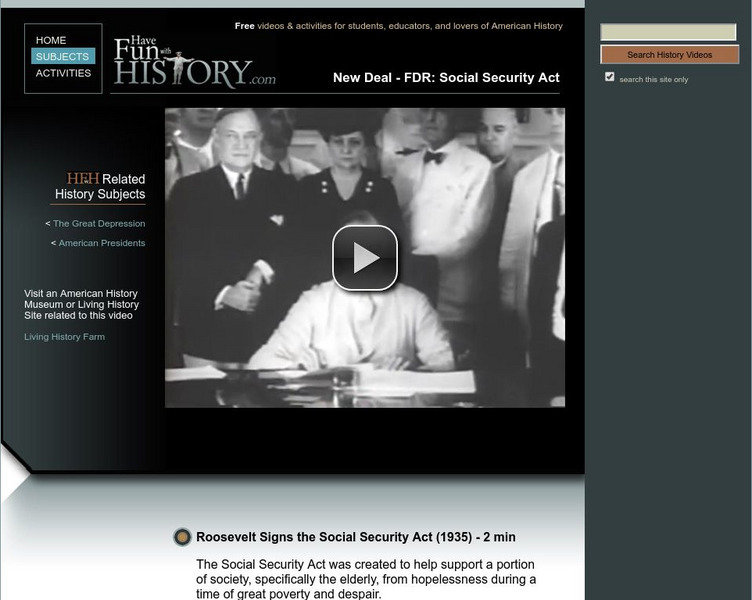 Have Fun With History: New Deal Fdr: Social Securtiy Act Instructional Video Have Fun With History: New Deal Fdr: Social Securtiy Act Instructional Video
