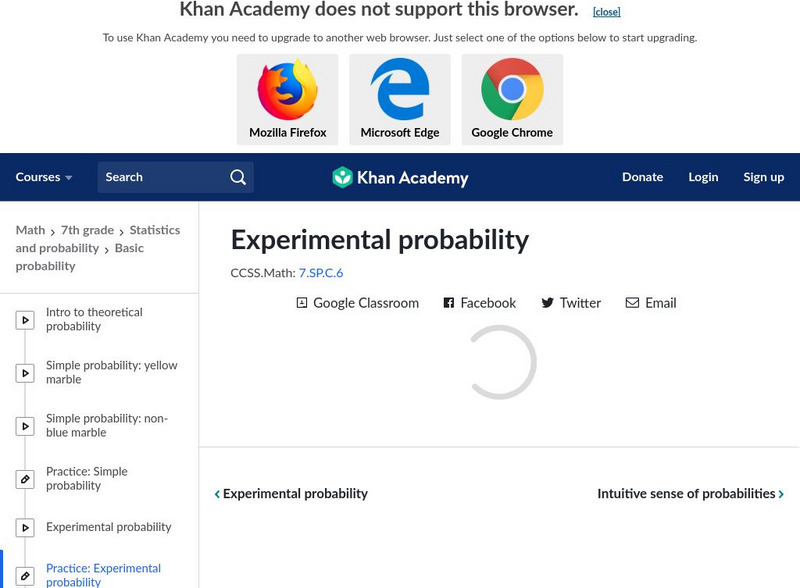 Khan Academy: Experimental Probability Unknown Type Khan Academy: Experimental Probability Unknown Type