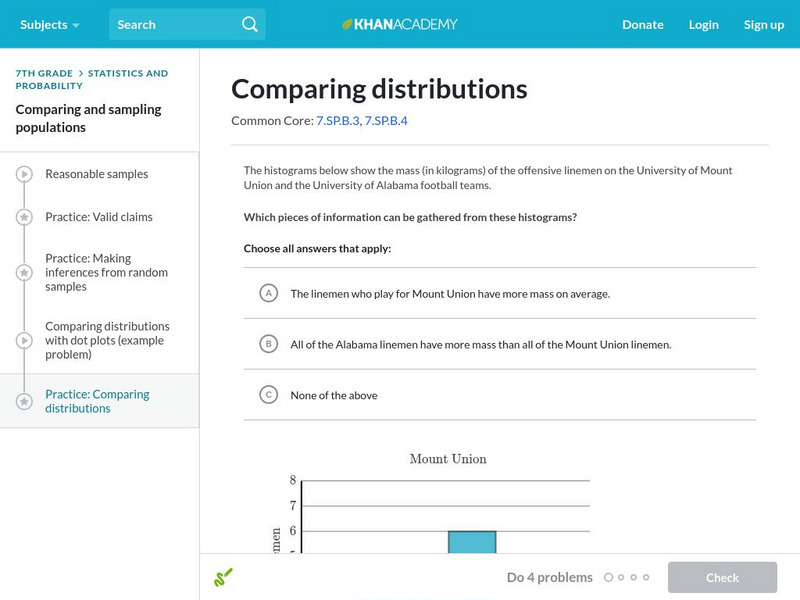 Khan Academy: Comparing Distributions Interactive Khan Academy: Comparing Distributions Interactive
