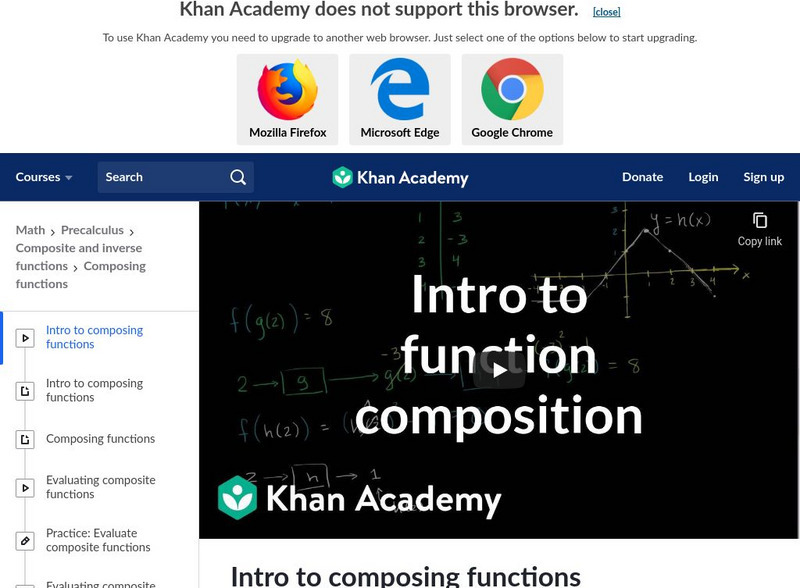 Khan Academy: Algebra Ii: Functions: Intro to Composing Functions Instructional Video Khan Academy: Algebra Ii: Functions: Intro to Composing Functions Instructional Video