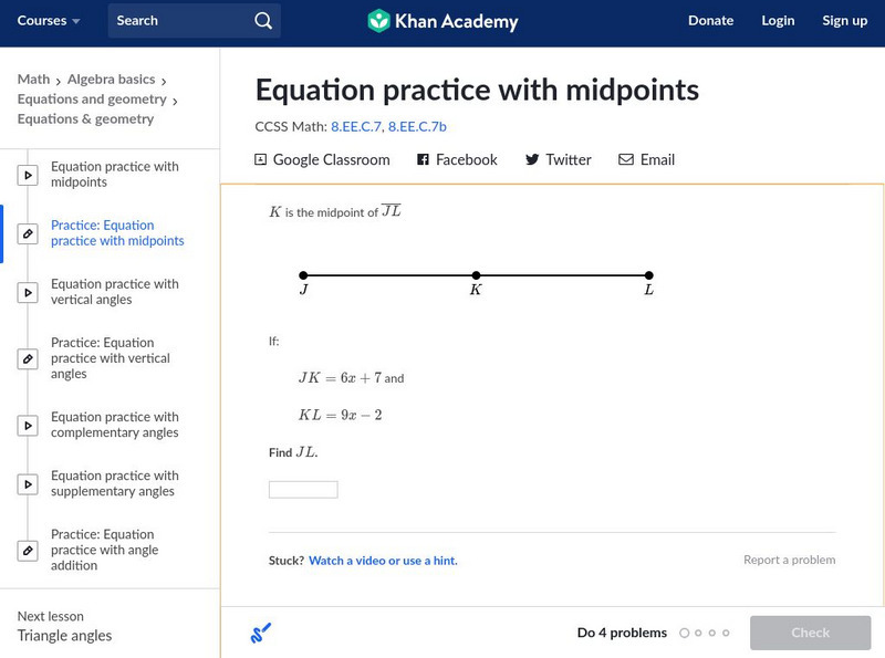 Khan Academy: Equation Practice With Midpoints Unit Plan Khan Academy: Equation Practice With Midpoints Unit Plan