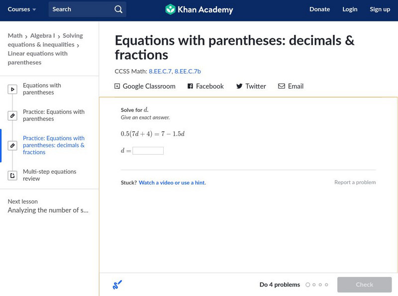 Khan Academy: Equations With Parentheses: Decimals & Fractions Unit Plan Khan Academy: Equations With Parentheses: Decimals & Fractions Unit Plan