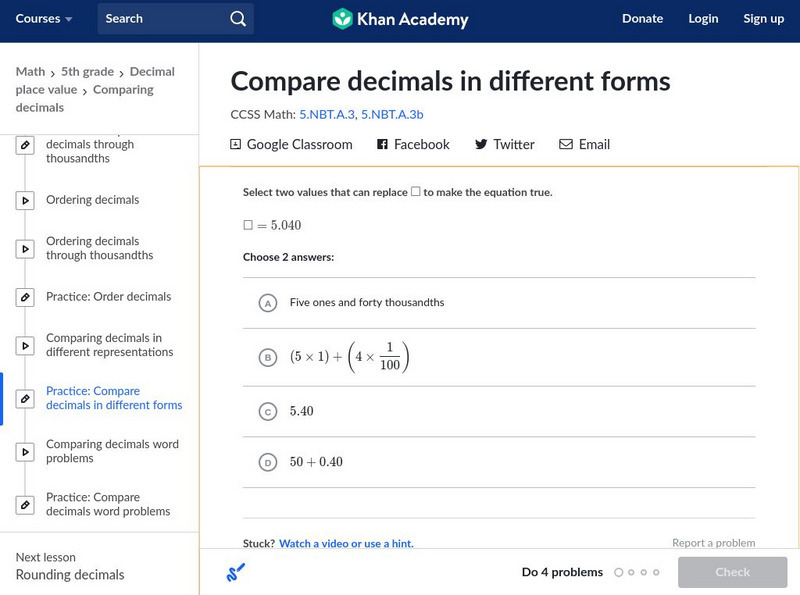 Khan Academy: Compare Decimals Challenge Unit Plan Khan Academy: Compare Decimals Challenge Unit Plan