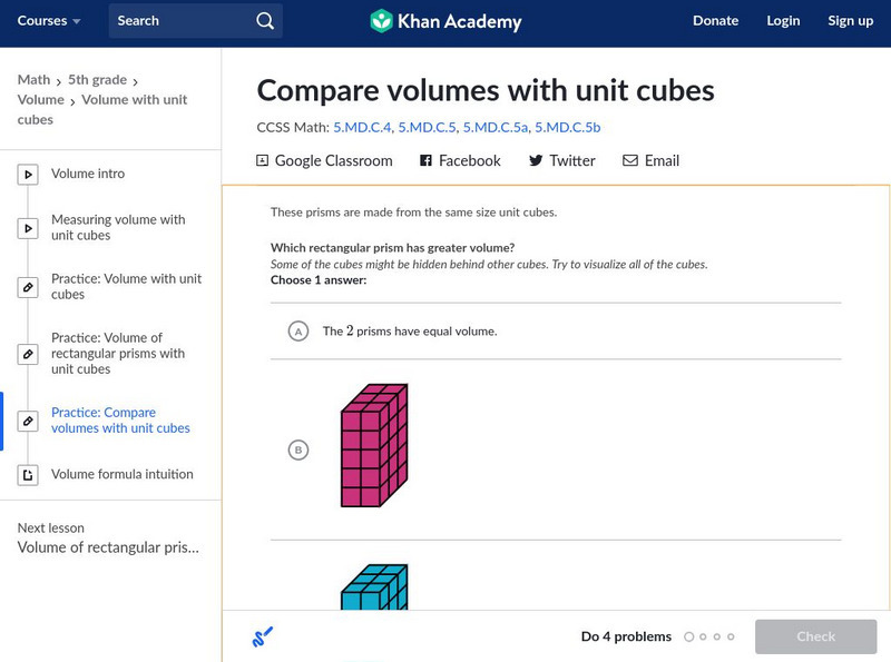 Khan Academy: Compare Volumes With Unit Cubes Unit Plan Khan Academy: Compare Volumes With Unit Cubes Unit Plan
