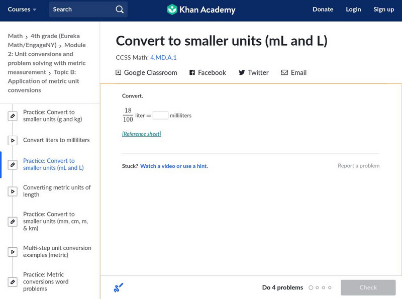 Khan Academy: Convert to Smaller Units (M L and L) Unknown Type Khan Academy: Convert to Smaller Units (M L and L) Unknown Type