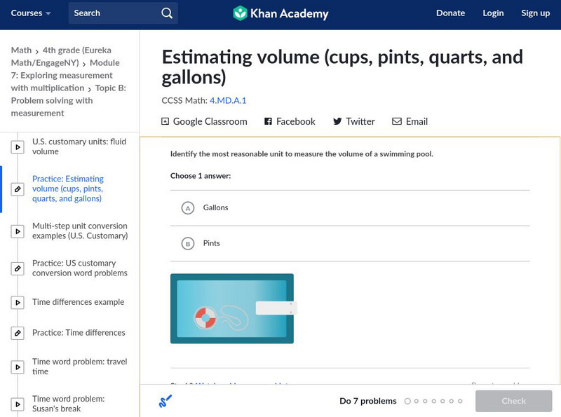 Khan Academy: Estimating Volume (Cups, Pints, Quarts, and Gallons) Unit Plan Khan Academy: Estimating Volume (Cups, Pints, Quarts, and Gallons) Unit Plan