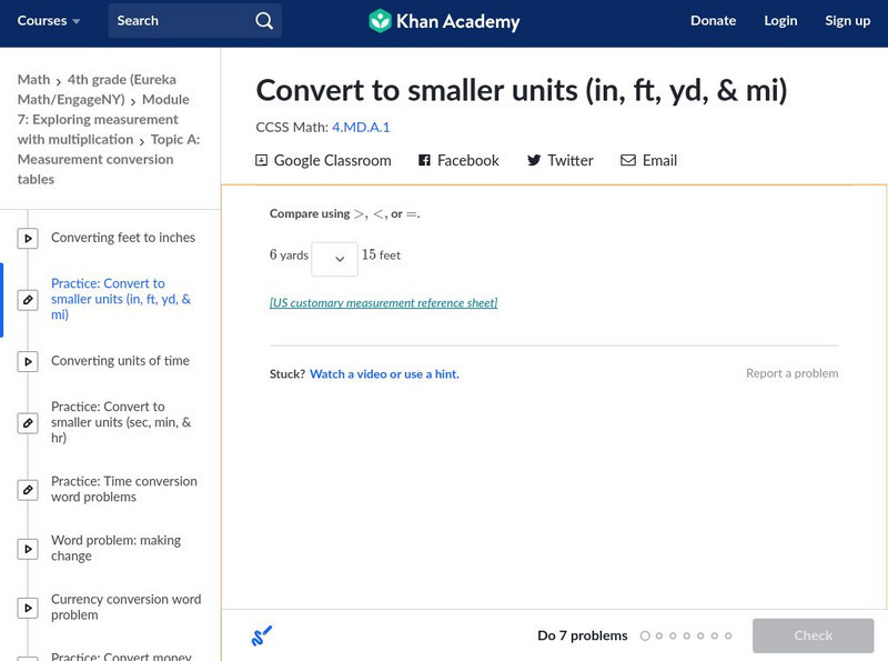 Khan Academy: Convert to Smaller Units (In, Ft, Yd, & Mi) Unknown Type Khan Academy: Convert to Smaller Units (In, Ft, Yd, & Mi) Unknown Type