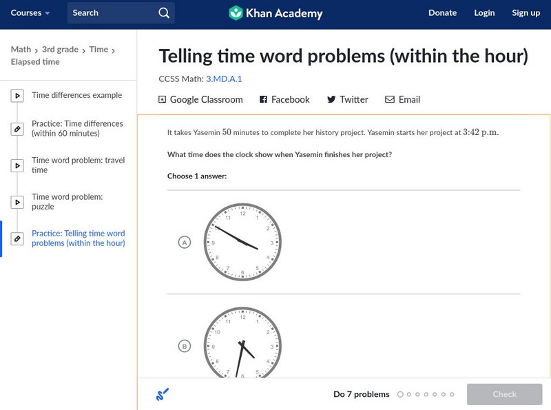 Khan Academy: Telling Time Word Problems (Within the Hour) Unit Plan Khan Academy: Telling Time Word Problems (Within the Hour) Unit Plan