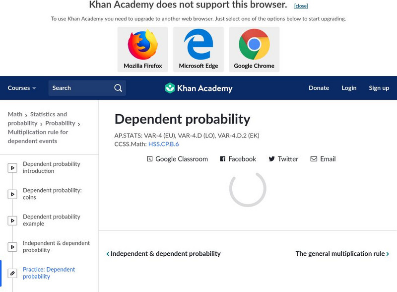 Khan Academy: Dependent Probability Unknown Type Khan Academy: Dependent Probability Unknown Type