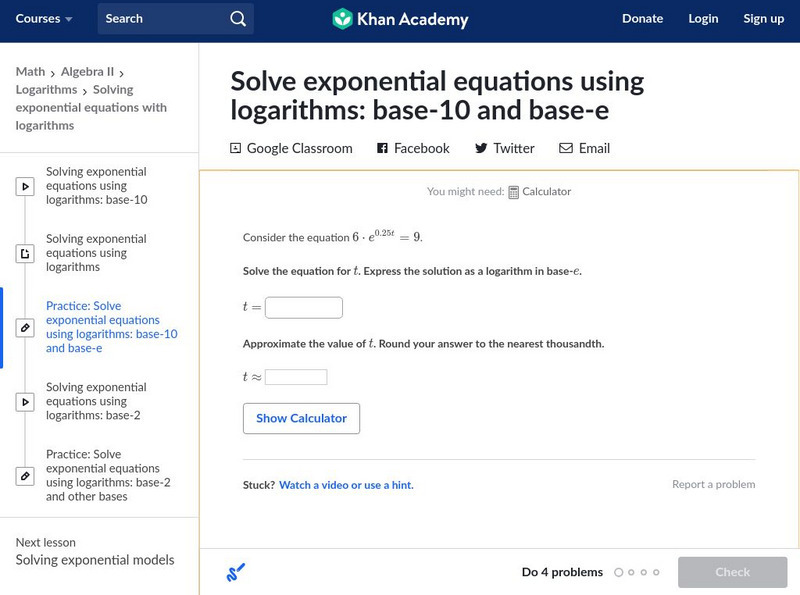 Khan Academy Solve Exponential Equations Using Logarithms Base 10 And Base E Unknown Type For Khan Academy Solve Exponential Equations Using Logarithms Base 10 And Base E Unknown Type For