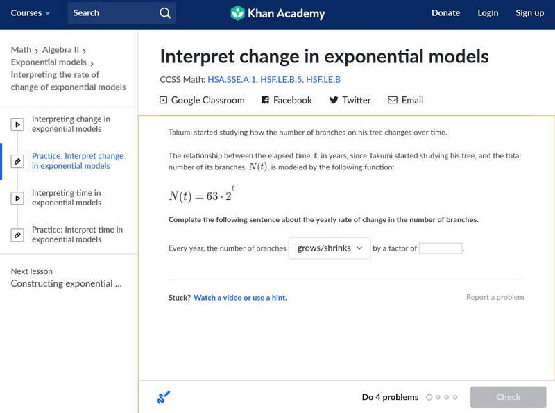 Khan Academy: Interpret Change in Exponential Models Unknown Type Khan Academy: Interpret Change in Exponential Models Unknown Type