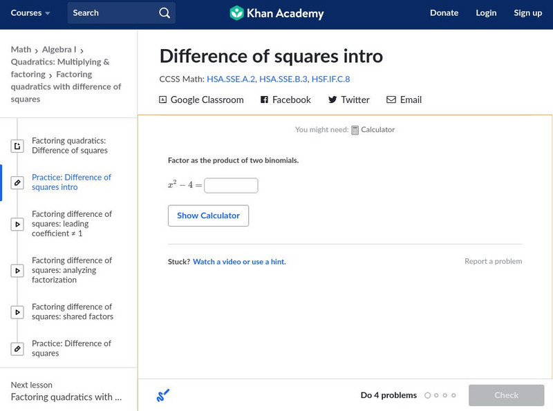 Khan Academy: Difference of Squares Intro Unit Plan Khan Academy: Difference of Squares Intro Unit Plan
