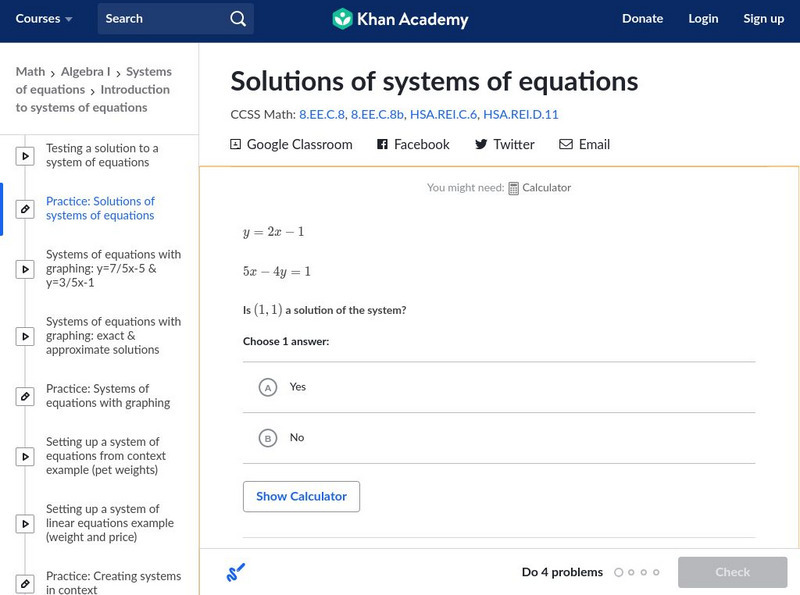 Khan Academy: Solutions of Systems of Equations Unknown Type Khan Academy: Solutions of Systems of Equations Unknown Type