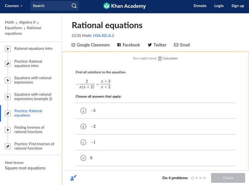 Khan Academy: Equations With Two Rational Expressions Unit Plan Khan Academy: Equations With Two Rational Expressions Unit Plan