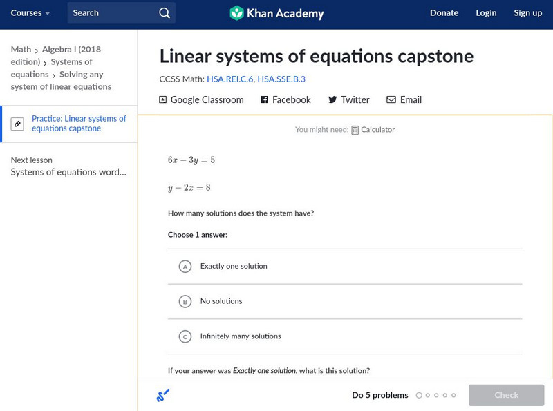 Khan Academy: Linear Systems of Equations Capstone Unit Plan Khan Academy: Linear Systems of Equations Capstone Unit Plan