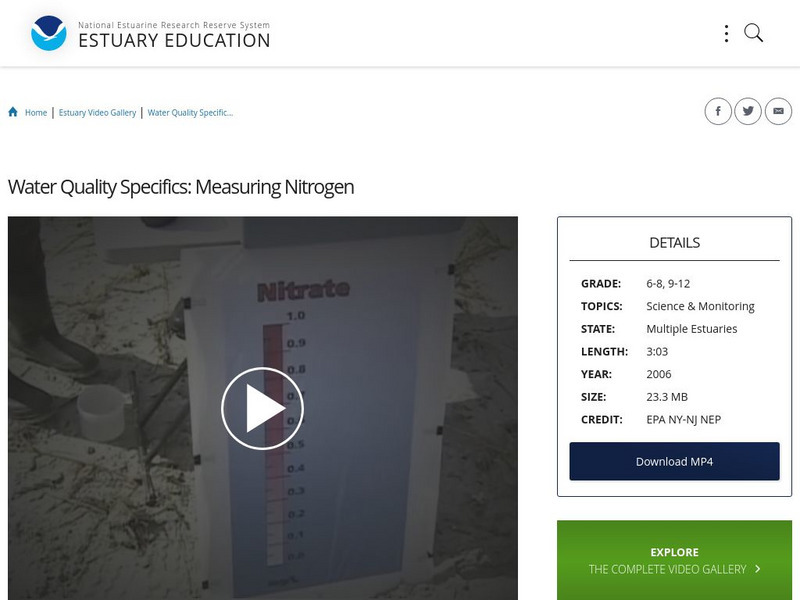 Noaa: Estuary Education: Water Quality Specifics: Measuring Nitrogen Instructional Video Noaa: Estuary Education: Water Quality Specifics: Measuring Nitrogen Instructional Video