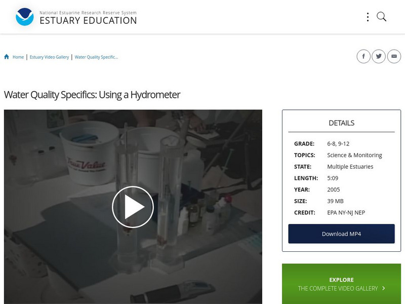 Noaa: Estuary Education: Water Quality Specifics: Using a Hydrometer Instructional Video