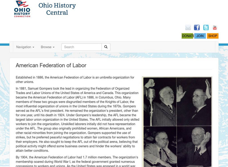Ohio History Central: American Federation of Labor Handout Ohio History Central: American Federation of Labor Handout