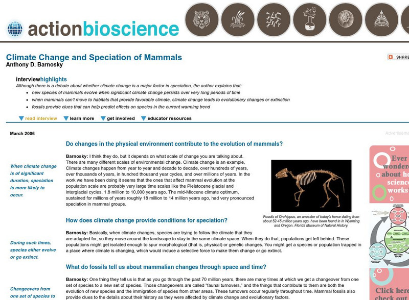 Action Bioscience: Climate Change and Speciation of Mammals Article
