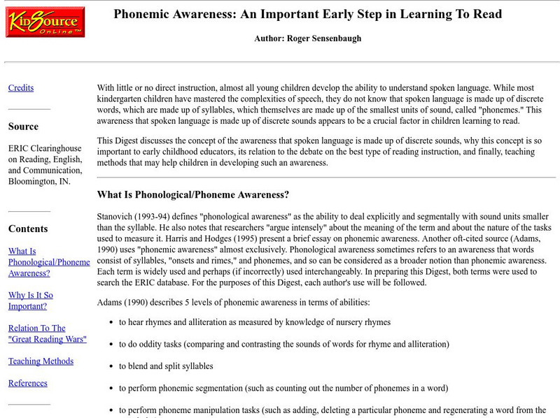 Kid Source: Beginning Reading and Phonological Awareness Professional Doc Kid Source: Beginning Reading and Phonological Awareness Professional Doc