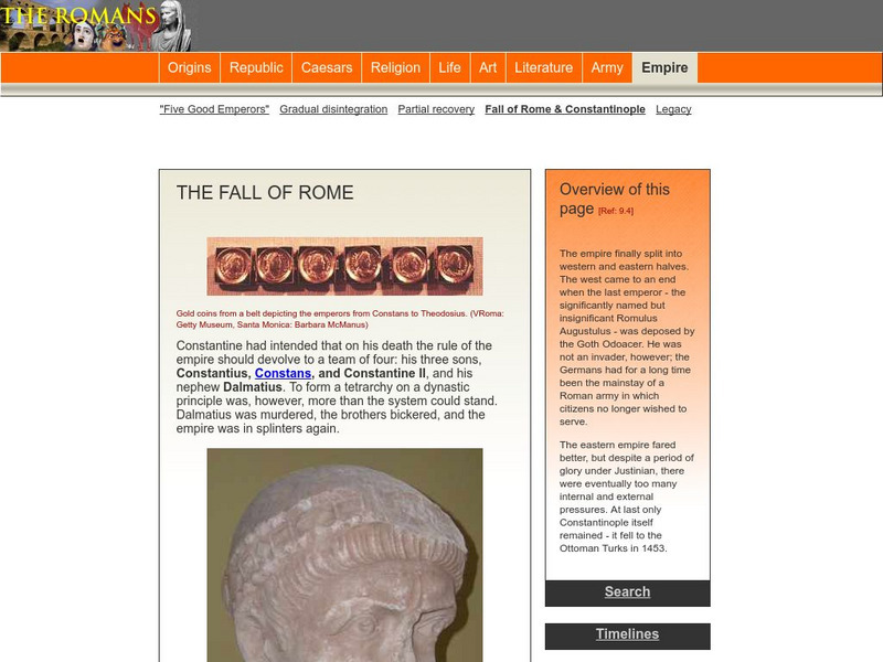 The Romans: The Fall of Rome Unit Plan The Romans: The Fall of Rome Unit Plan