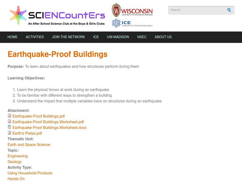 Scien Count Ers: Earthquake Proof Buildings Lesson Plan Scien Count Ers: Earthquake Proof Buildings Lesson Plan