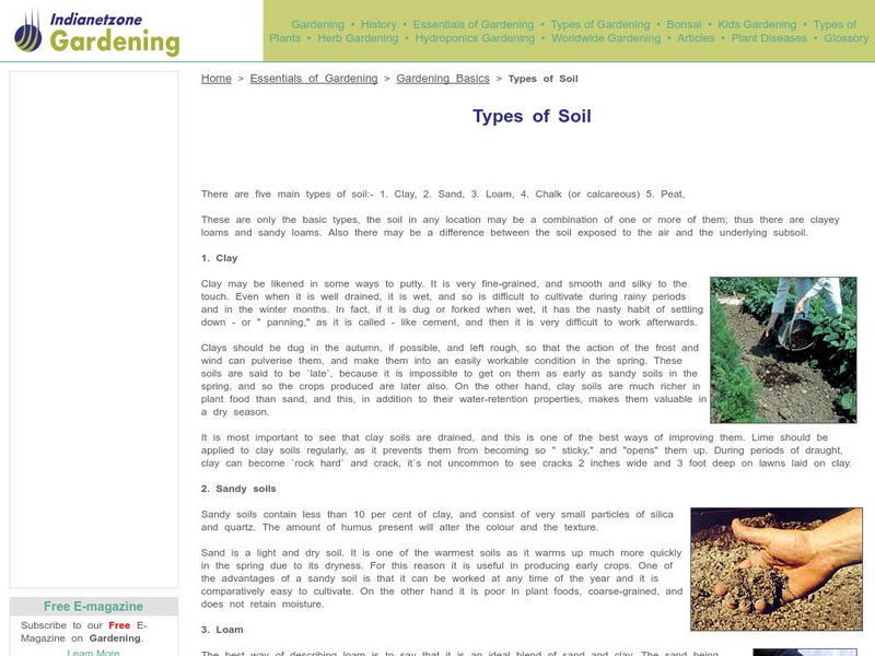 Indianetzone: Types of Soil Handout Indianetzone: Types of Soil Handout