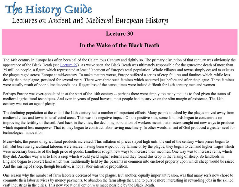 The History Guide: In the Wake of the Black Death Article The History Guide: In the Wake of the Black Death Article