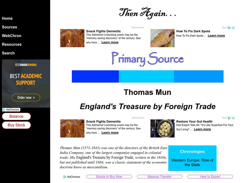 Then Again: British East India Company: Thomas Mun Primary