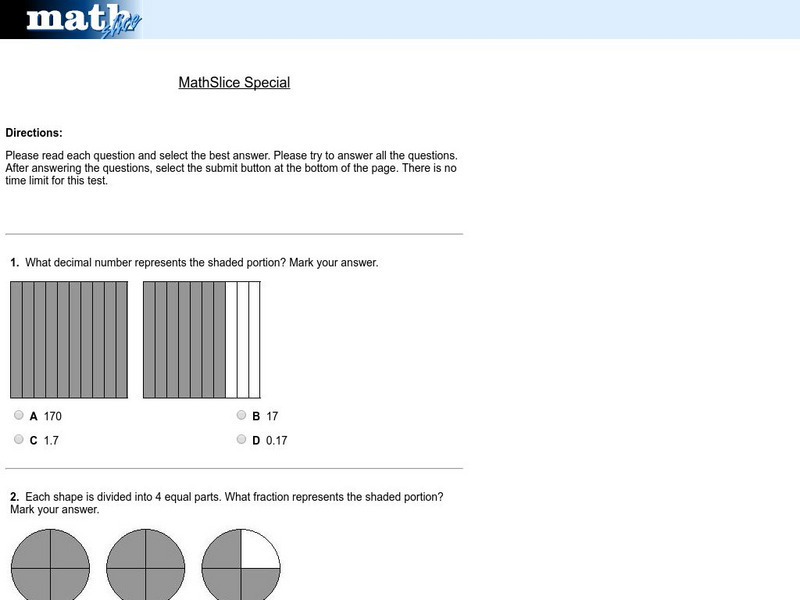 Math Slice: Fraction Slice Special Test Unknown Type Math Slice: Fraction Slice Special Test Unknown Type