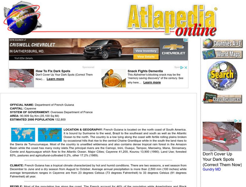 Atlapedia Online: French Guiana Handout Atlapedia Online: French Guiana Handout