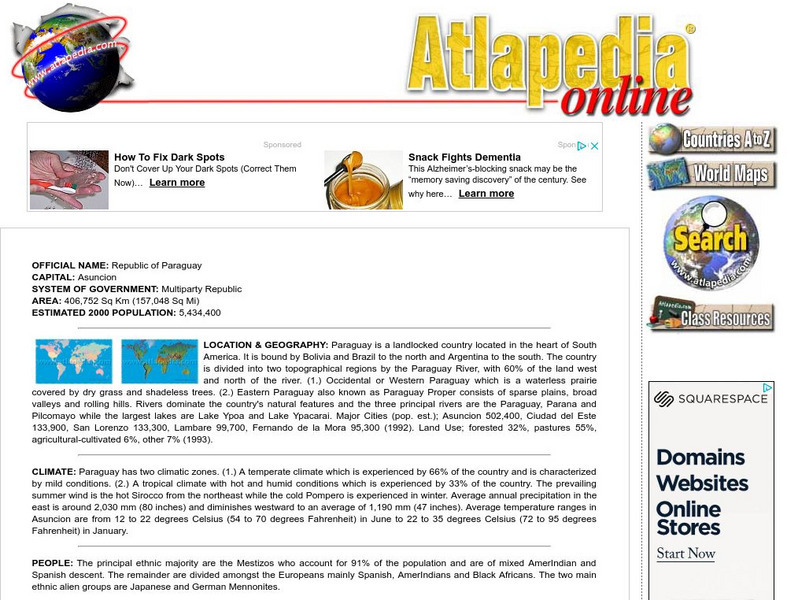 Atlapedia Online: Paraguay Handout Atlapedia Online: Paraguay Handout