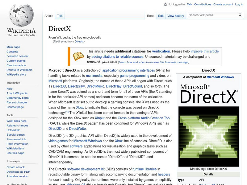 Wikipedia: Direct X Handout Wikipedia: Direct X Handout