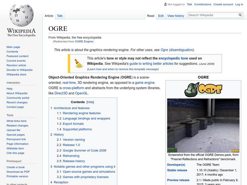 Wikipedia: Ogre 3 D Handout Wikipedia: Ogre 3 D Handout